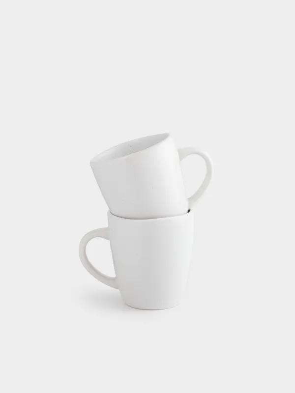 Mug, 470 ml, 2 pcs, ceramic, milky, speckled, Uneven edge, Demicile light, image-0