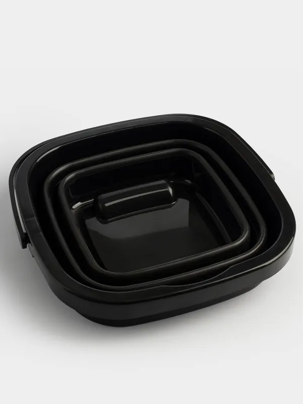 Folding bucket, 5 l, plastic/rubber, square, black, Foldaway black, image-3