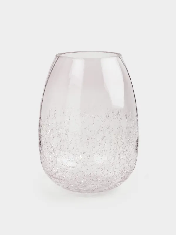 Flower vase, 25 cm, glass, purple, Craquelure, Ice, image-0