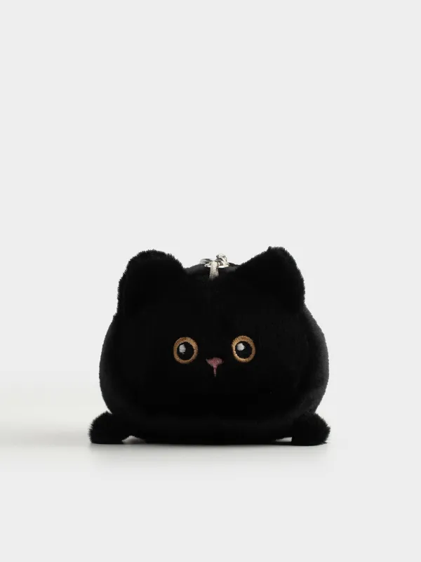 Keychain, 10 cm, Soft, Wind-up, polyester / Metal, Black, Cat, Cat night, image-3