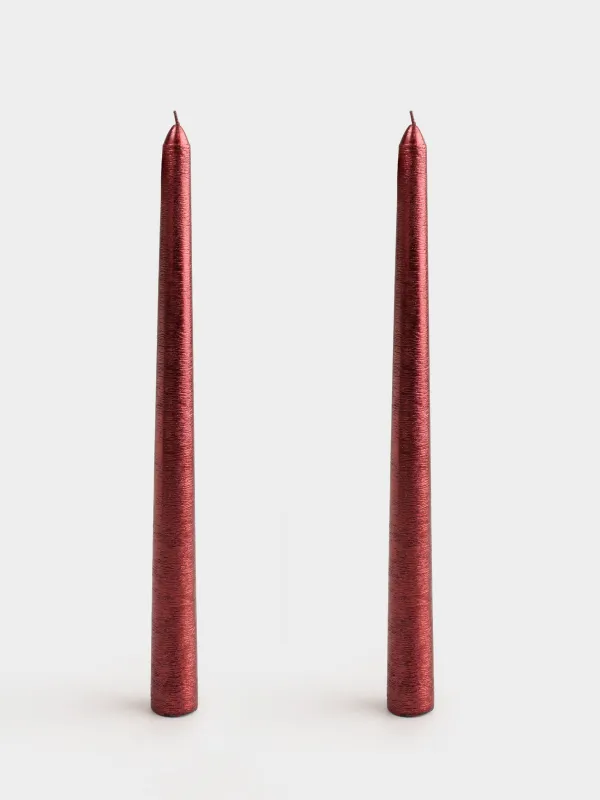 Candle, 25 cm, 2 pcs, thin, red, Galore candle, image-0
