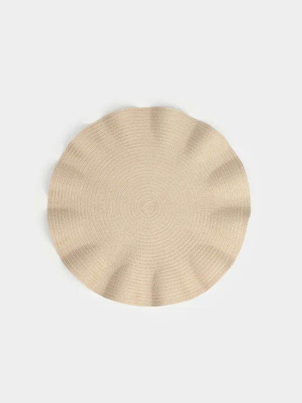 Placemat, 38 cm, polyester, round, beige, Wavy edges, Circle wave, image-0