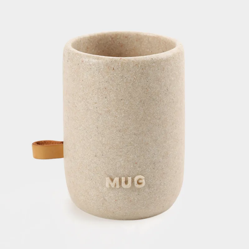 Bathroom glass, 10 cm, polyresin, beige, speckled, Dune