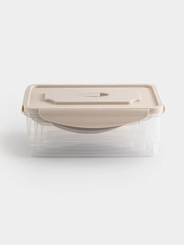 Container set, 3 pcs, with clips, with flap, Plastic, Rectangular, Pastel, Clip, image-3