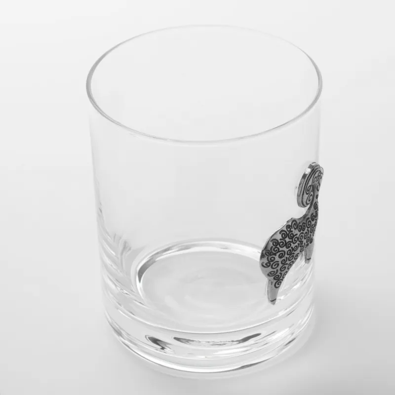 Whiskey glass, 10 cm, 340 ml, glass / metal, silver, Aries, Zodiac, image-2