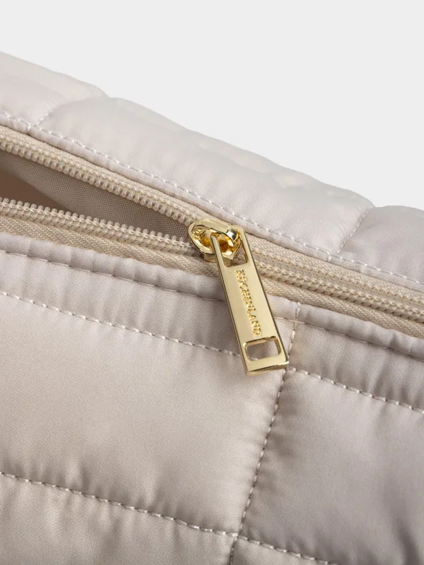 Makeup bag, 18x26 cm, quilted, polyester, beige, One stitch, image-2