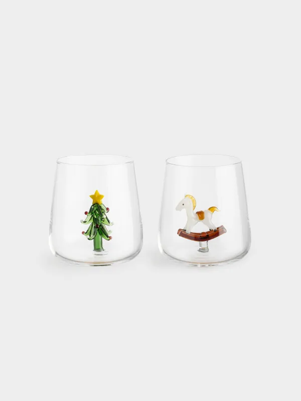 Glass, 10 cm, 400 ml, 2 pcs, glass B, Christmas Tree / House, Shape, image-0