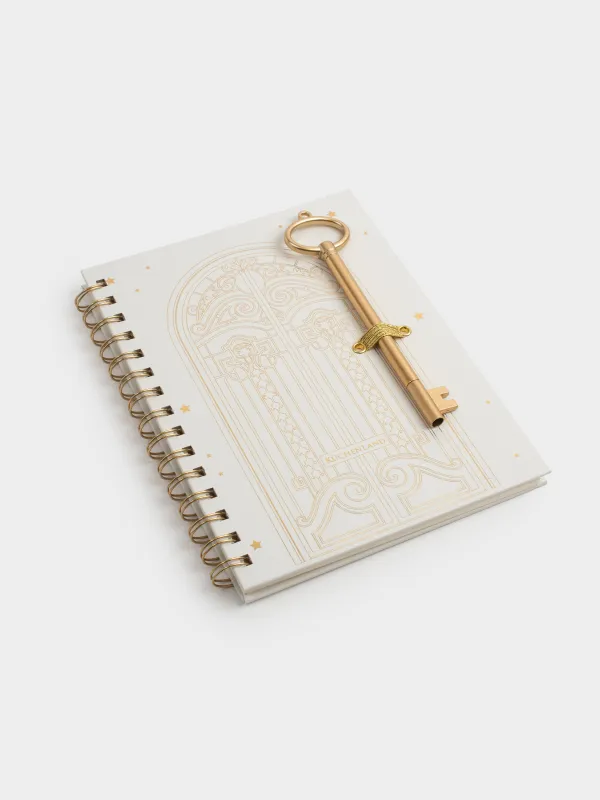 Notebook, with pen, 15x20 cm, 80 l, on rings, polyurethane, ecru, Stationery gold, image-2