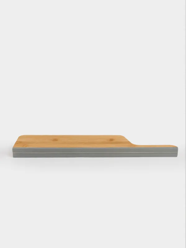Cutting board, 40x21 cm, folding, with handle, bamboo / silicone, rectangular, Bamboo, image-4