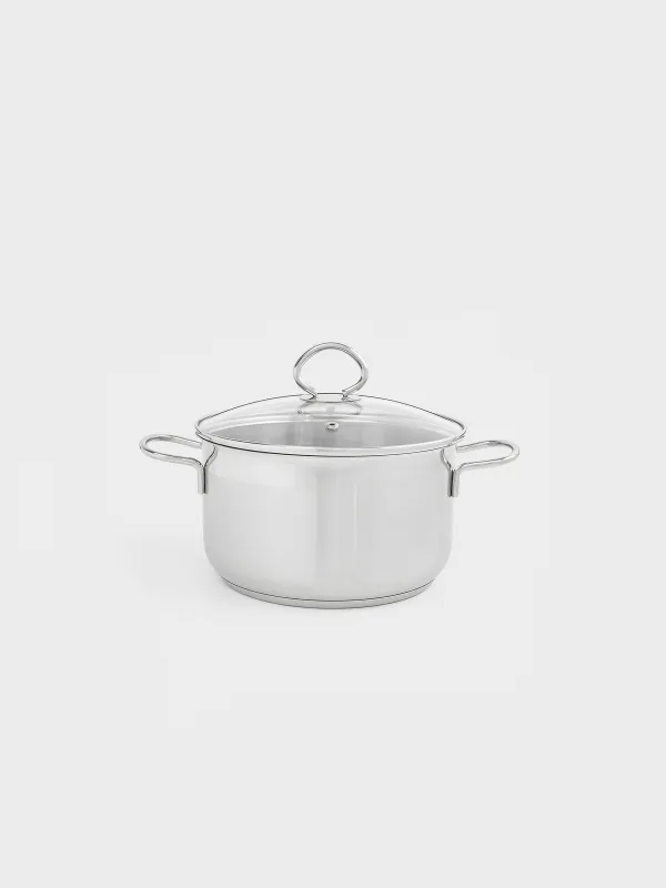 Pan, 20 cm, 3.5 l, with lid, steel / glass, Egoist lite, image-0