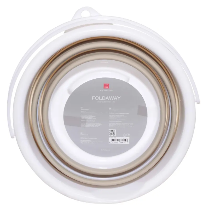 Foldable bucket, 5 l, plastic / rubber, grey-beige, Foldaway, image-3