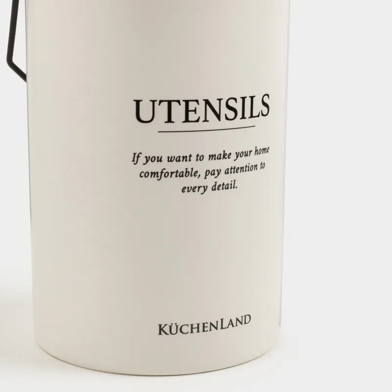 Kitchen accessories stand, 17 cm, with handle, ceramic / metal, milky, Course, image-5