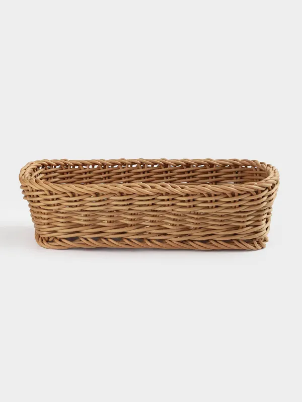 Cutlery basket, 25x10 cm, rattan, rectangular, brown, Twig, image-0