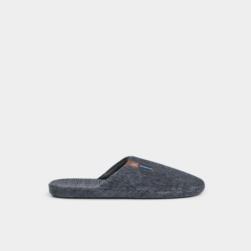 Men's slippers, home, p. 42-43, polyester, gray, Serious, image-2