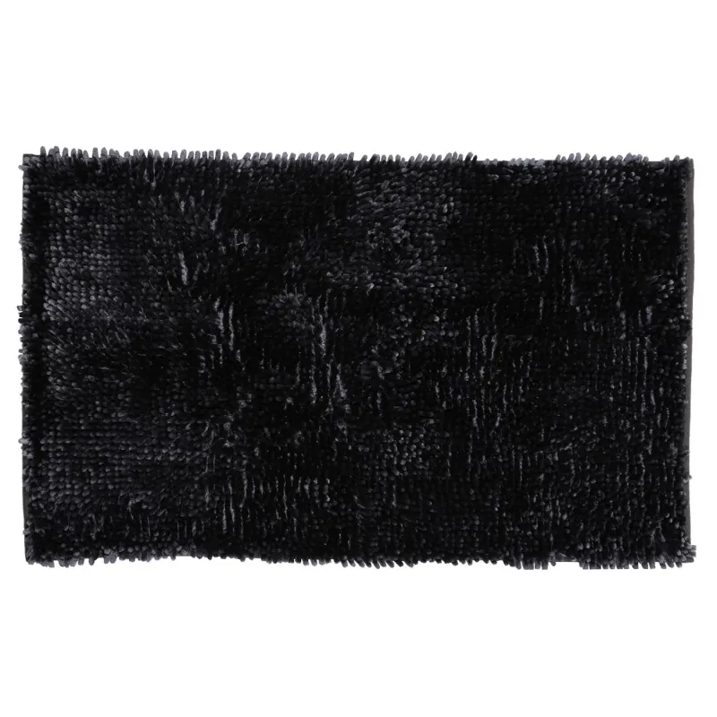 Mat, 50x80 cm, anti-slip, polyester, Dark grey, Fluffy