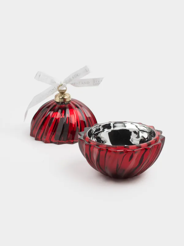 Storage container, 13x11 cm, 170 ml, glass R / metal, red, Ball, Christmas storage, image-3
