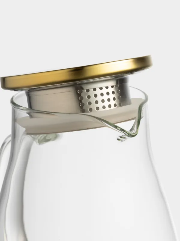 Jug, 2 l, with filter lid, glass B / steel, golden, Classic gold, image-4