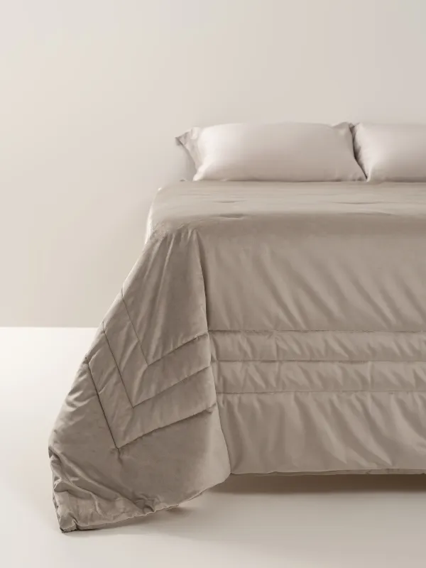 Bedspread, 240x260 cm, quilted, velvet/microfiber, beige, Frame, Stitch velvet, image-6