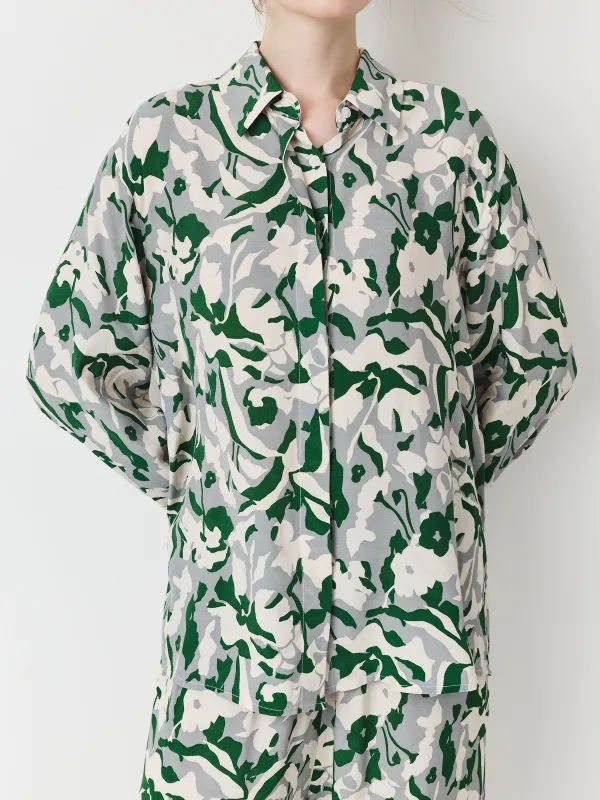 Women's shirt, size S, with long sleeve, viscose, green, Adetta, image-1