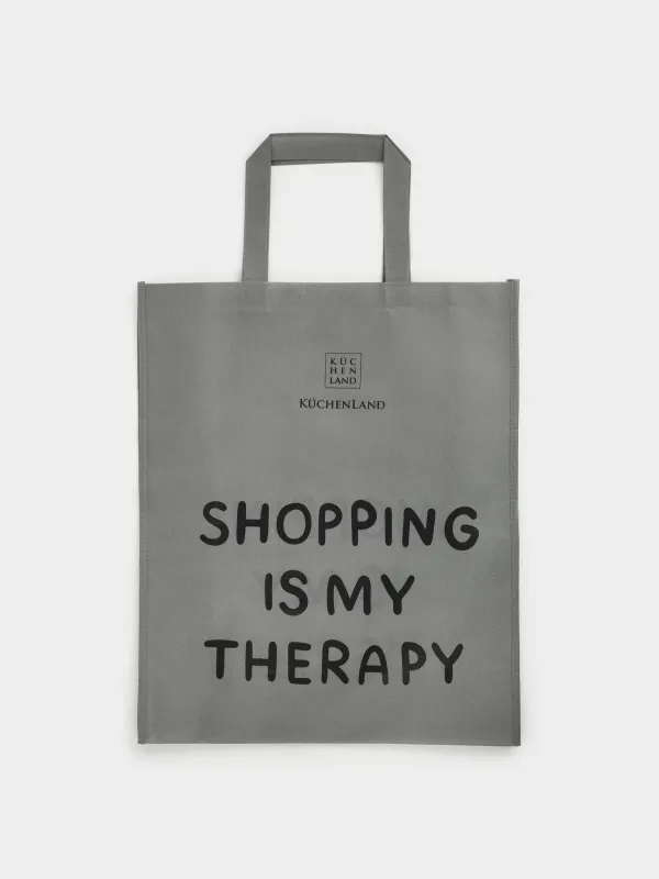 Shopping bag, 34x30 cm, polypropylene, grey, Design, Shopping font, image-0