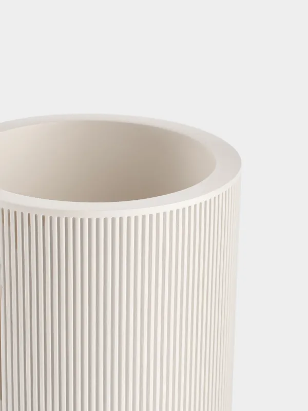 Toothbrush holder, 10 cm, polyresin, milky, White stripes, image-1