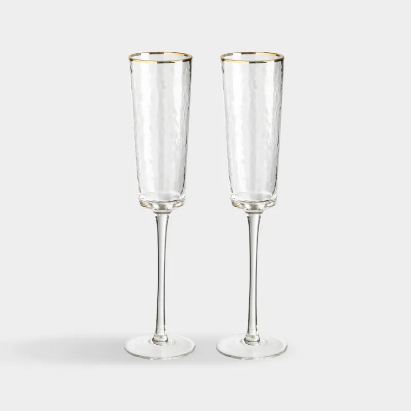 Drinking glass, 160 ml, 2 pcs, glass, with golden edging, Ripply gold