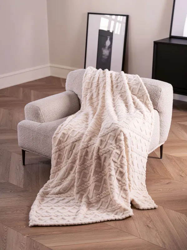 Blanket, 130x170 cm, Sherpa, gray, Braids, Sherpa, image-2