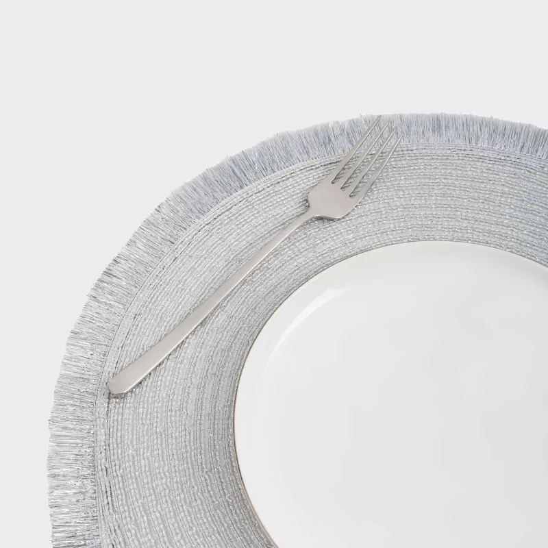 Instrument napkin, 38 cm, polyester, round, silver, Rotary shine, image-3