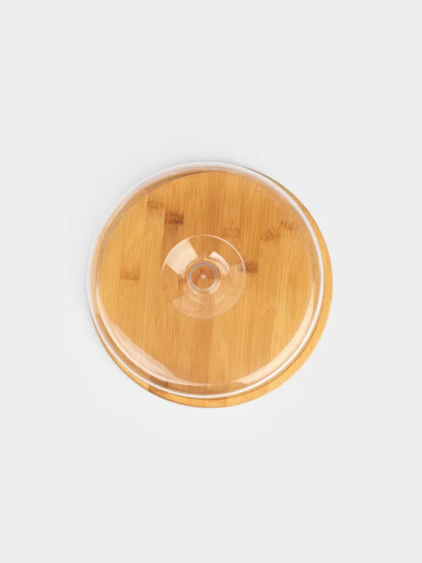 Dish with lid, 28x10 cm, bamboo / plastic, round, Crepe, image-2