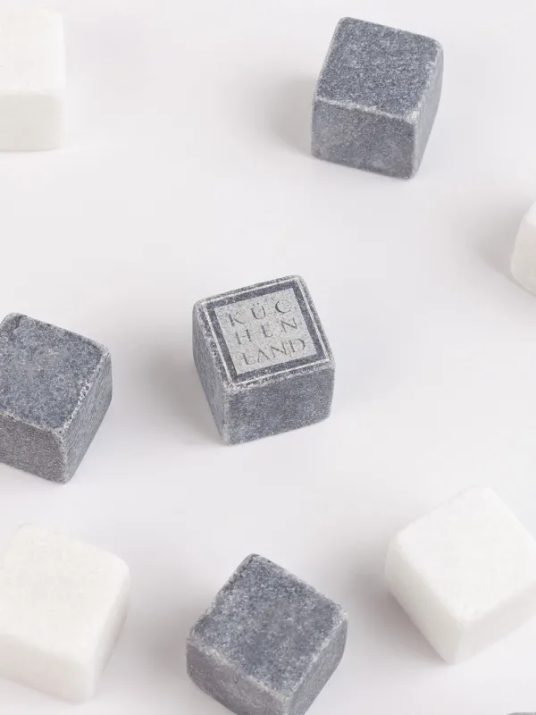 Set of cubes for cooling drinks, 12 pr, with tongs, in a box, marble / steel, Marble, image-4