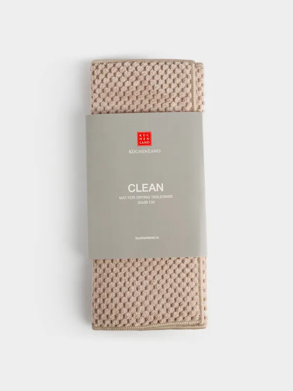 Dish drying mat, 30x38 cm, microfiber, Beige, Clean, image-2