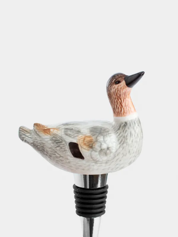 Bottle stopper, 12 cm, metal / ceramic, Duck, Duck, image-1