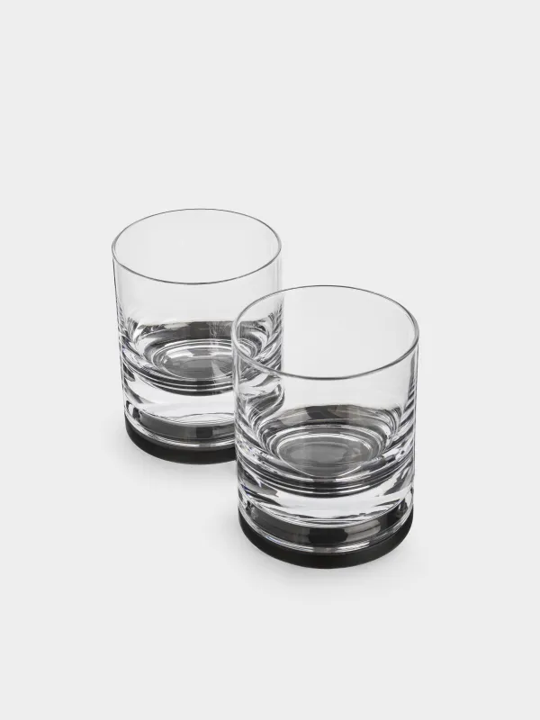 Drinking glass, 10 cm, 340 ml, 2 pcs, on a stand, glass / wood, Clear, image-4