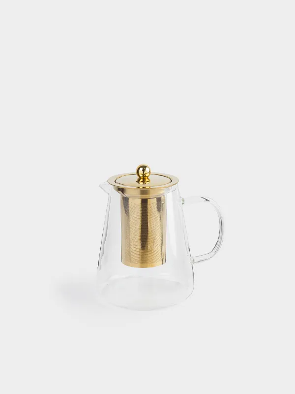 Tea set, 2 persons, 3 items, B glass / steel, golden, Air, image-1