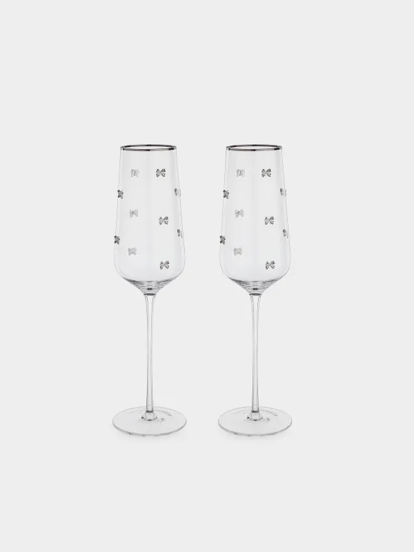 Drinking glass, 300 ml, 2 pcs, crystal glass, with silver edging, Ferentino, image-0