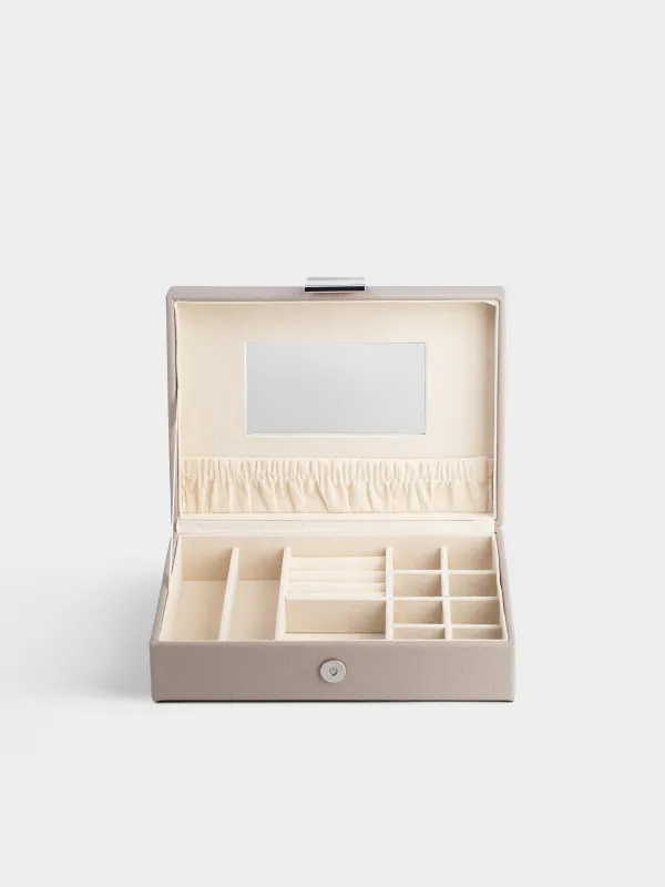 Jewelry box, 20x15 cm, with mirror, wood/PU leather, grey, Premiere one, image-2