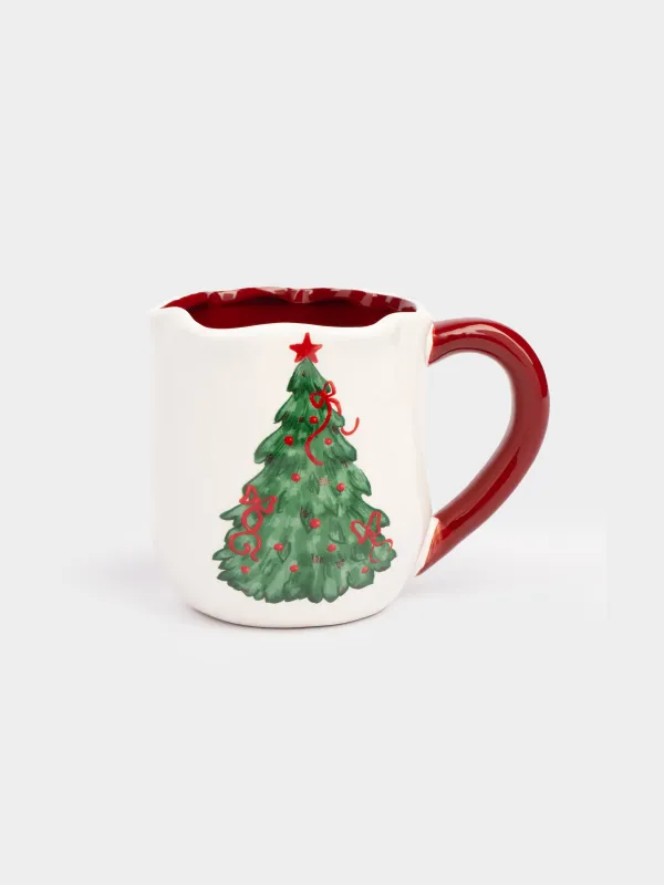 Mug, 360 ml, Ceramic, Christmas tree with bows and horse, Christmas tree, image-0