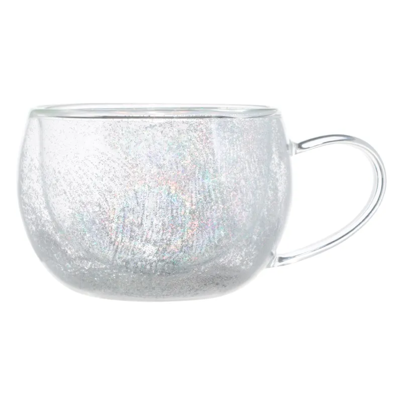 Mug, 270 ml, 2 pcs, glass B, with glitter and crystals, Air decor, image-1
