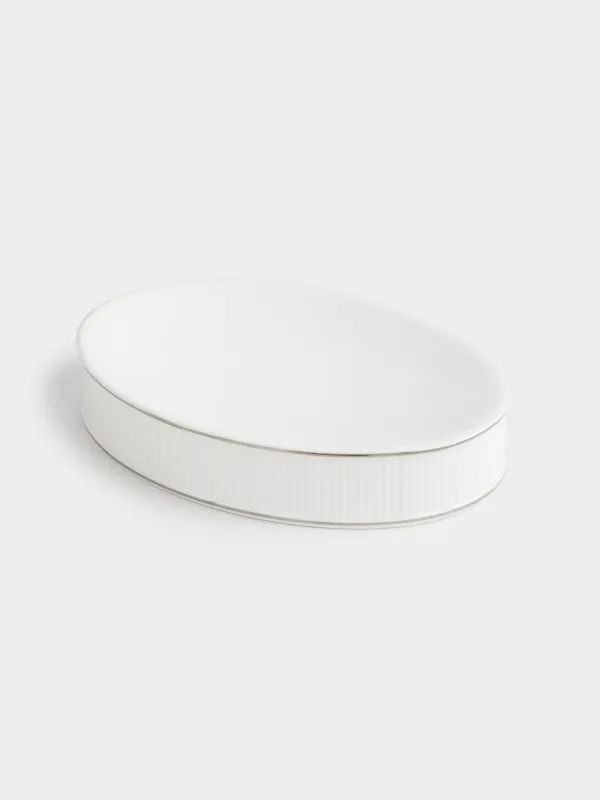 Soap dish, 13x9 cm, porcelain P, oval, white and silver, Antarctica, image-2