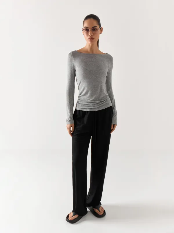 Women's longsleeve, homewear, size L, viscose, grey, Cristy, image-1