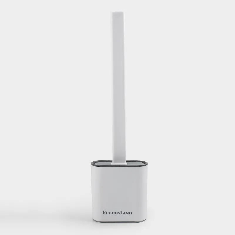 Toilet brush, 35 cm, with stand, flexible, rubber / plastic, white, Click