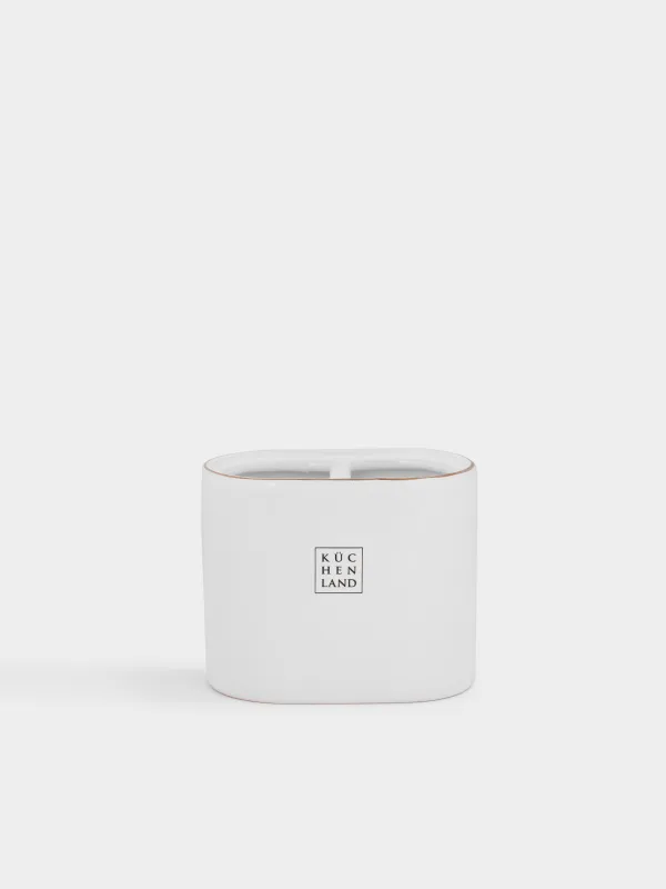 Toothbrush holder, 12 cm, ceramic, white and gold, Freya, image-0