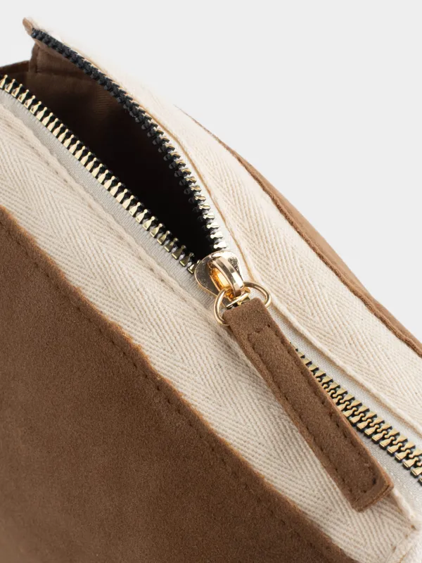 Cosmetic bag, 23x12 cm, polyurethane, sand, Krast, image-3