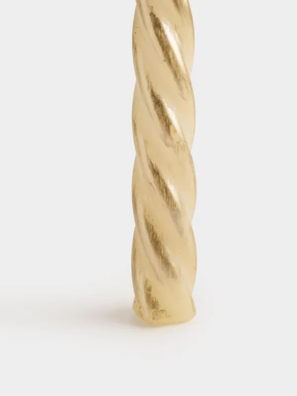 Candle, 25 cm, 2 pcs, thin, golden, Spiral, Spiral shape, image-2