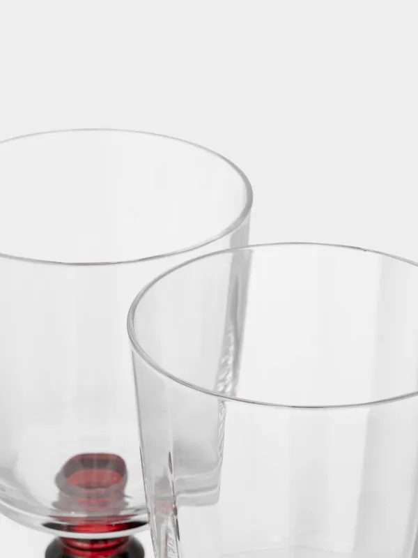 Drinking glass, 340 ml, 2 pcs, glass, red leg, Kalitea, image-2