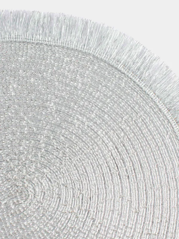 Placemat, 30x45 cm, fringed, polyester, oval, silver, Rotary shine, image-2