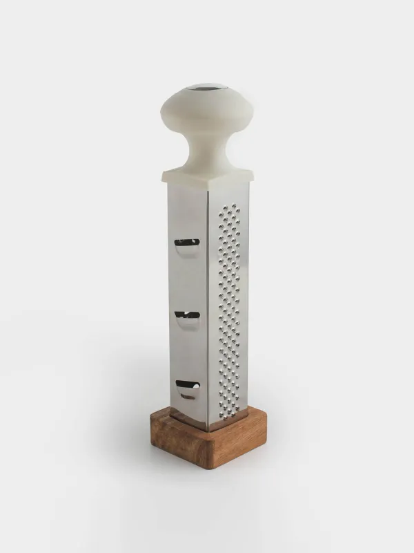 Grater, 23 cm, on a stand, four-sided, steel / plastic / wood, Galori, image-0