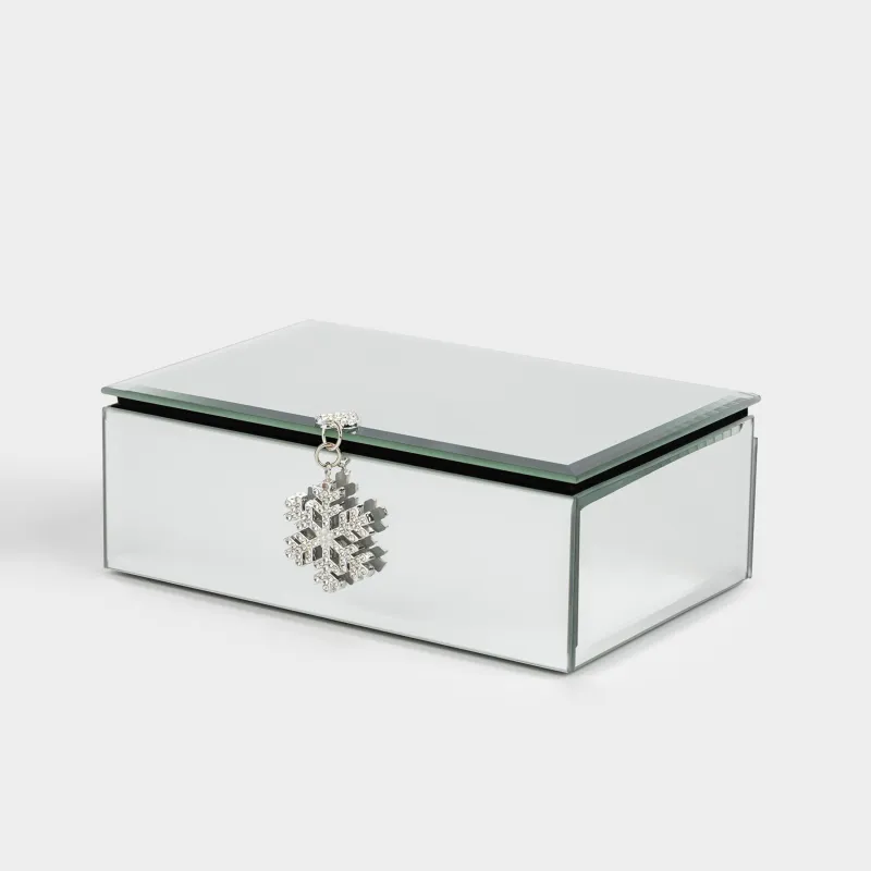 Jewelry box, 15x10 cm, glass, Mirror, Snowflake, Glossy