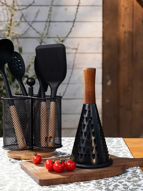 Grater, 25 cm, steel / wood, round, Black, Black style, image-5