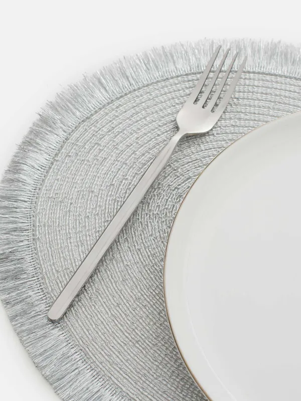 Placemat, 30x45 cm, fringed, polyester, oval, silver, Rotary shine, image-3